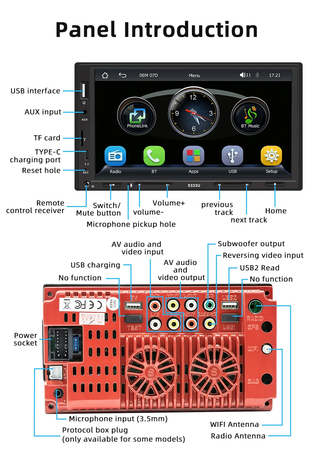 7 بوصة HD اللاسلكية CarPlay أندرويد السيارات شاشة تعمل باللمس مشغل MP5 راديو السيارة العالمي Autoradio مشغل وسائط متعددة 2DIN السيارات الصوت #6