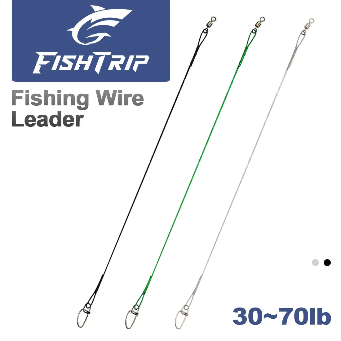 FishTrip Kit de líder de acero con giratorios y mosquetones