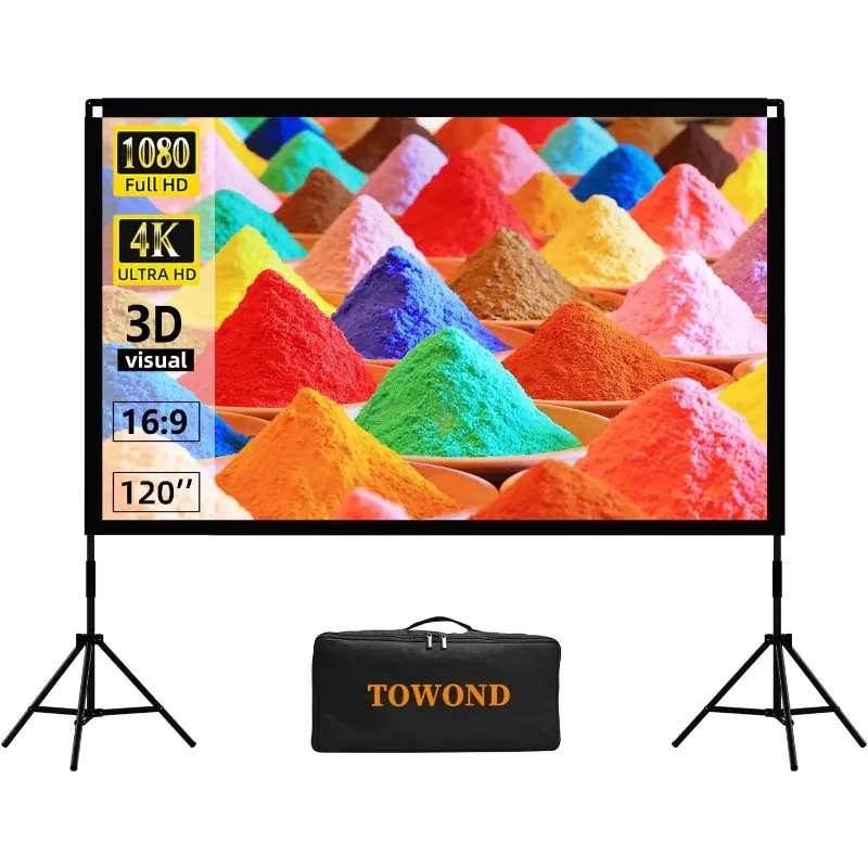 

Projector Screen and Stand, 120 Inch Portable Movie Screen Indoor Outdoor
