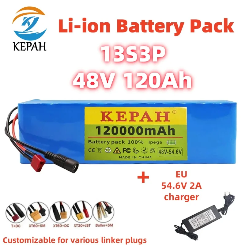 48V 120Ah Long Range Battery | Electric Vehicle Range Enhancement+13S3P Structure with 54.6V BMS Overcharge Protection