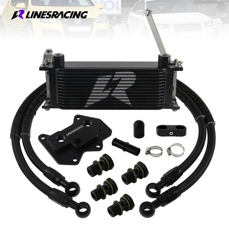 14-rijige oliekoelerset aluminium zwart voor VW Golf R GTI MK5 MK6 03-08 en AUDI A3/S3 2006-2008