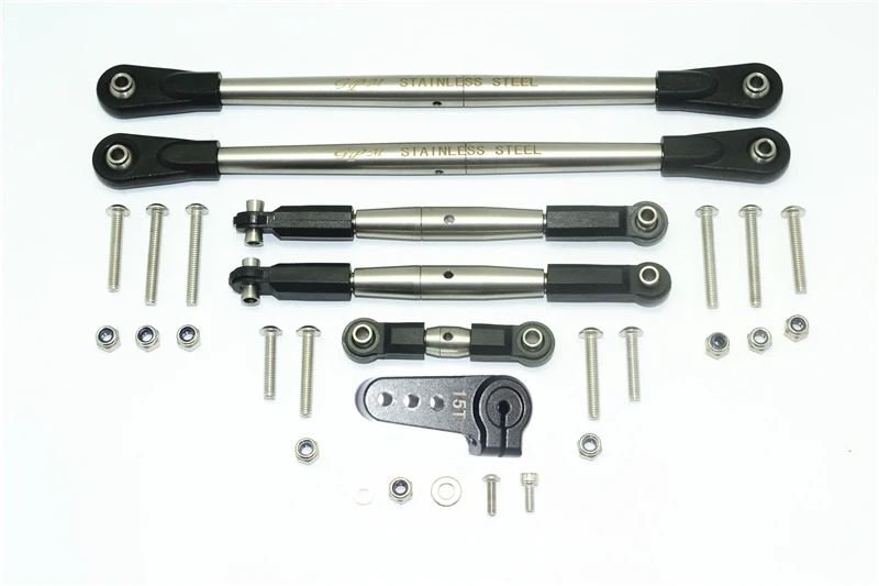 GPM STAINLESS STEEL ADJUSTABLE TIE RODS W. ALUMINUM SERVO HORN TEAM LOSI 1/6 SUPER BAJA REY 4X4 -LOS05013