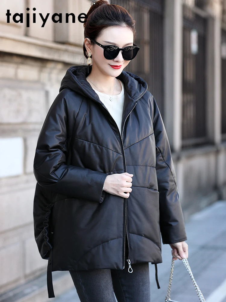 TAJIYANE جلد الغنم الحقيقي بطة أسفل معطف امرأة الثعلب الفراء طوق سترة منفوخة قسط حقيقية سترات من الجلد ملابس حريمي 2025 longcode #3