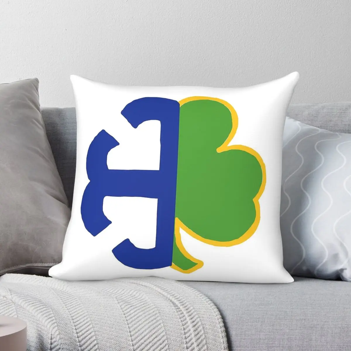 French Cross Shamrock Square Pillowcase Polyester Linen Velvet Printed Zip Decor Pillow Case Bed Cushion Cover
