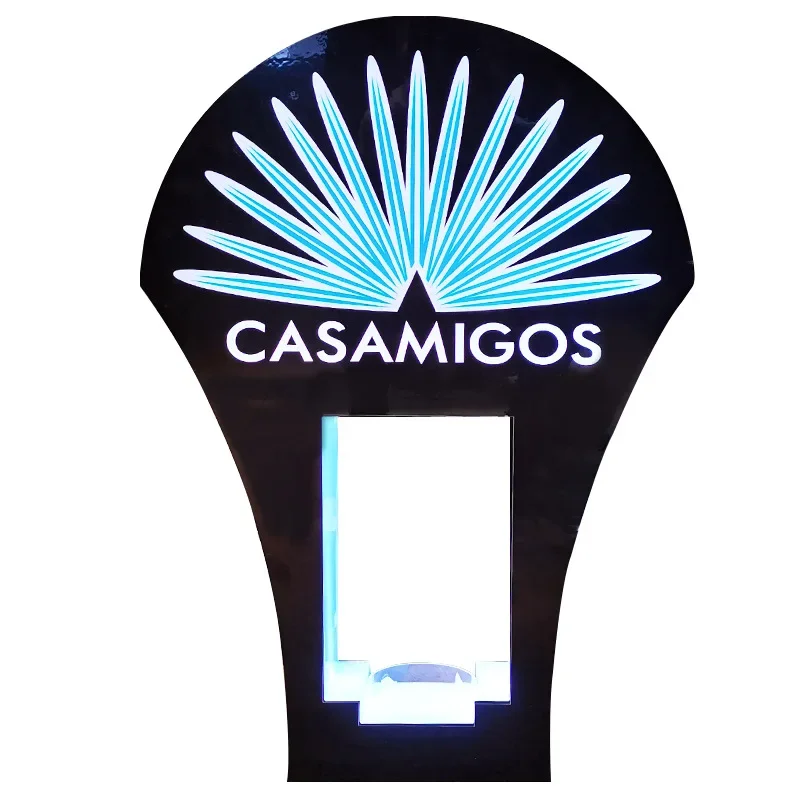 Cross-border LED luminous acrylic fan-shaped wine stand bar KTV champagne foreign wine base XO tequila display wine rack