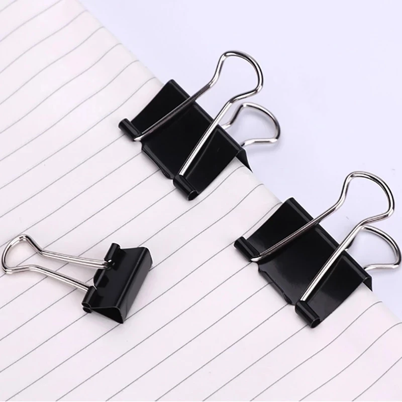 Tenwin 100PCS Metal Clip 19 25 32 41 51mm Foldback Metal Binder Clips colorful Grip Clamps Paper Document Office Stationery