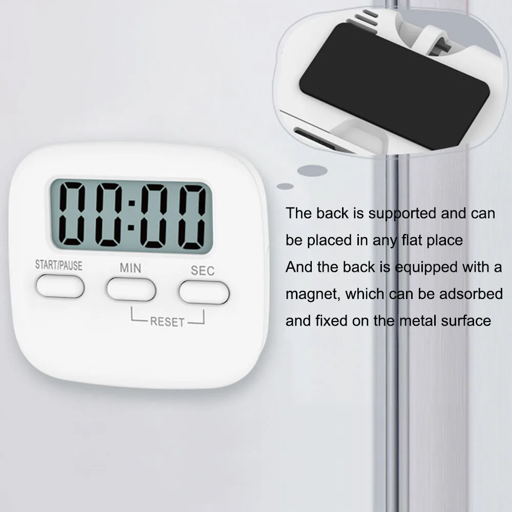 Kitchen Timer Large LCD Screen Study Reminder Alarm Clock Clockwise/Countdown Timing Alarm Cock with Bracket/Adsorption Magnet