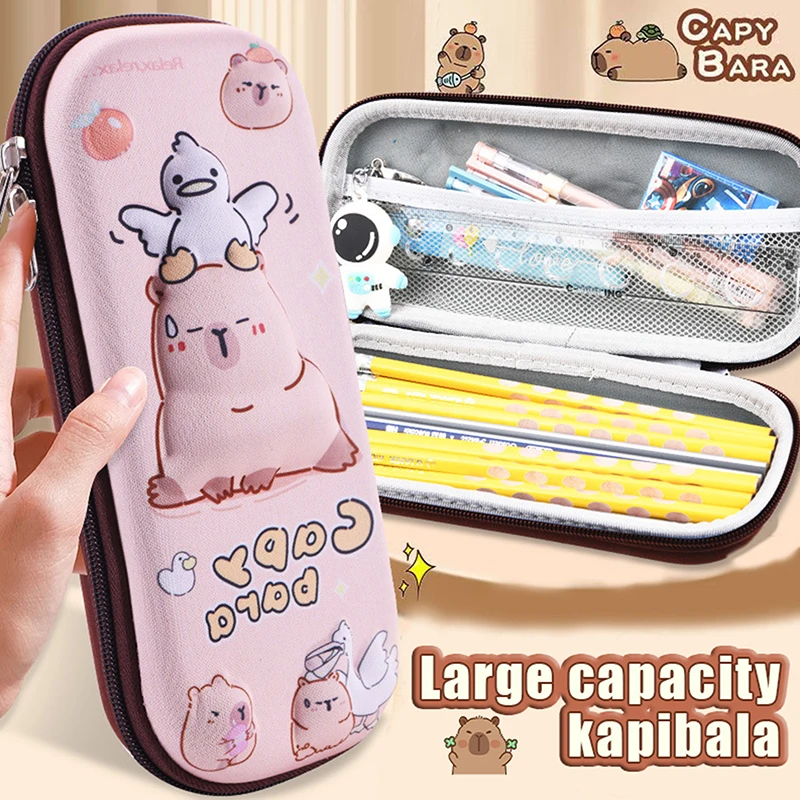 Estuche para lápices Capybara 3D, resistente a caídas, útiles escolares para estudiantes, bolsa para bolígrafos multifunción de gran capacidad, papelería