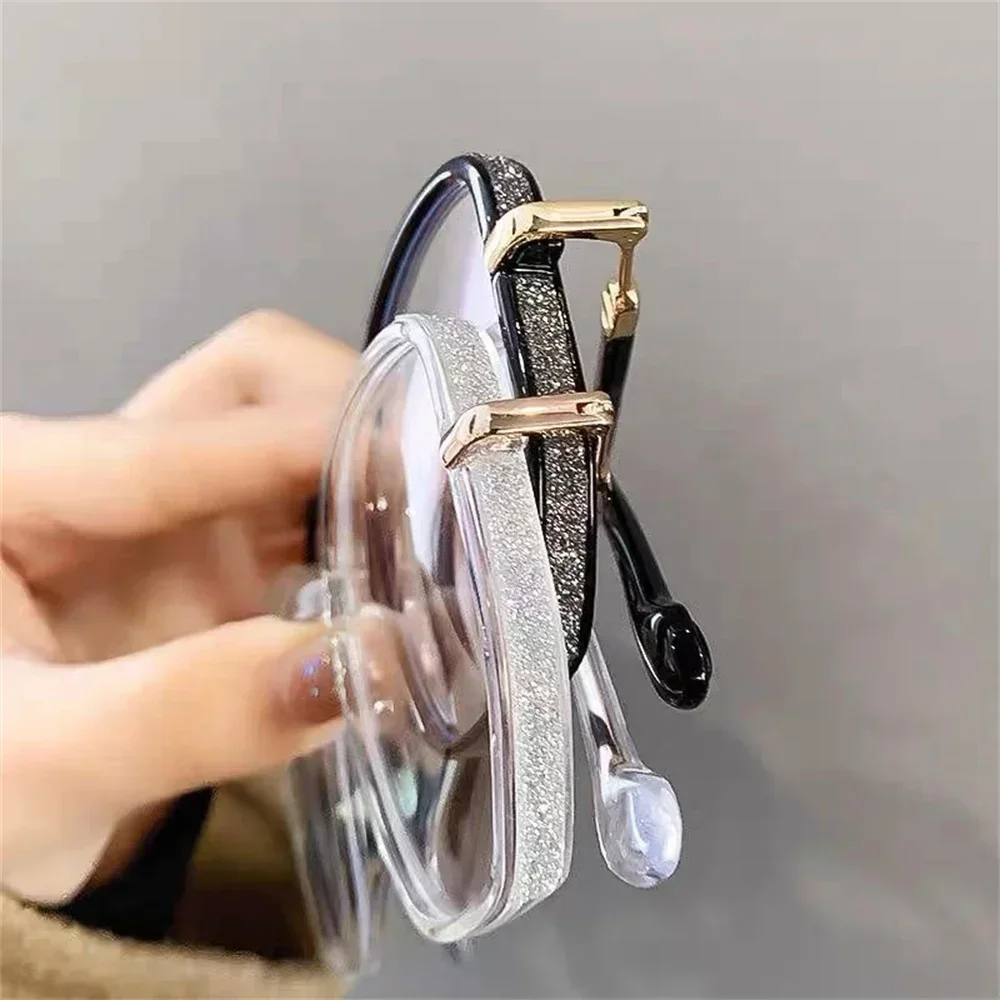Modische Luxus-Lesebrille mit Diamantbesetztem Rahmen für Damen und Herren, Blaulichtfilter-Brille, Plano-Computerbrille – Detail 8
