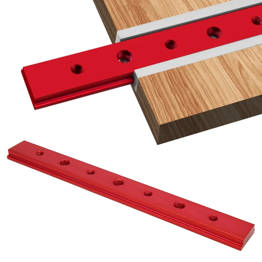 Aluminum Alloy T Track Jig Red Color 200mm Length T Slot Guide Rail Easy To Install Table Saw Fence Woodworking T Bar