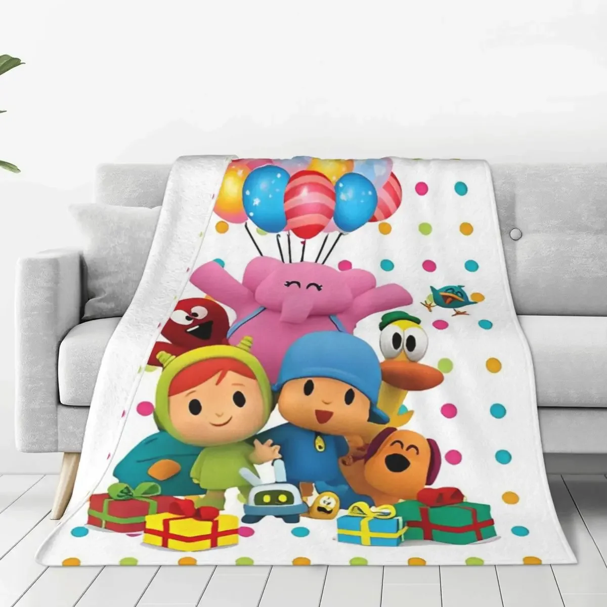 Plush Dolls P-POCOYO Blanket Picnic Flannel Throw Blanket For Bedroom Warm Soft Custom DIY Quality Bedspread Gift Idea