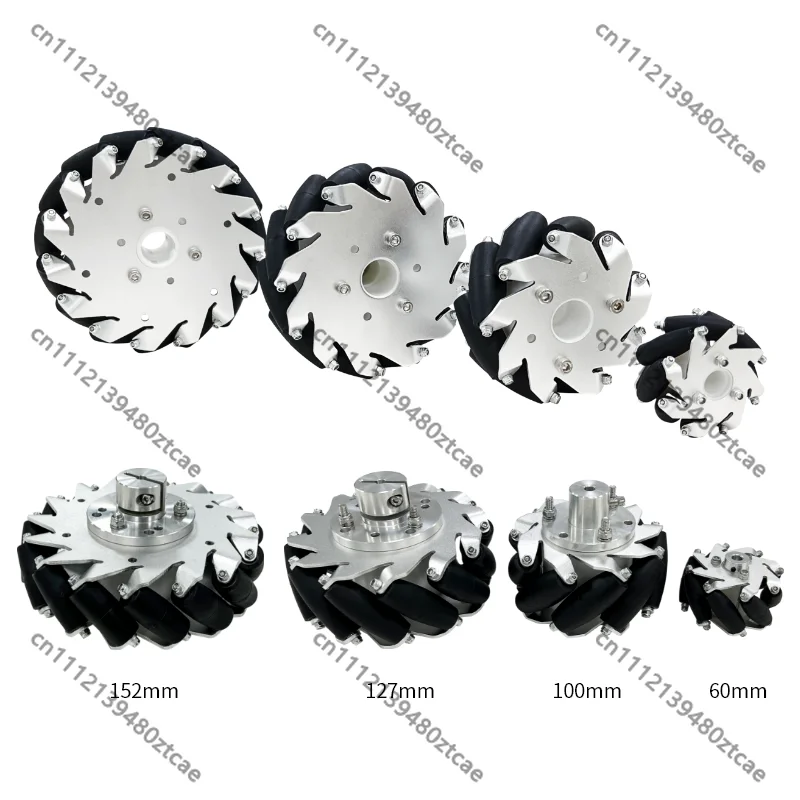 4PCS Metal Omni Wheels, 60/100/127/152mm, Clamp Coupling for Robot Chassis