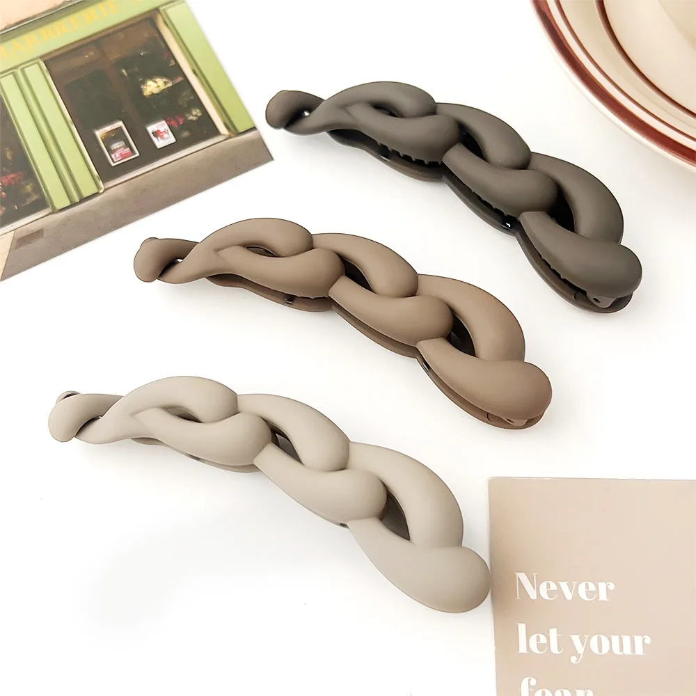 

Matte Chain Hair Clip Twisted Banana Clip Simple High Ponytail Hair Clip for Girls hairpins and clips hairaccessories 머리핀