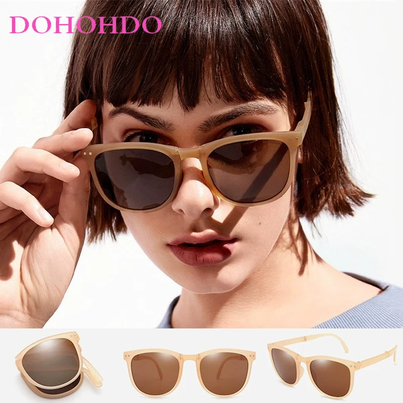 

Vintage Oval Sunglasses Women Men Luxury Brand Folding Sun Glasses Female Oculos De Sol For Male Female Trendy Travel Eyewear