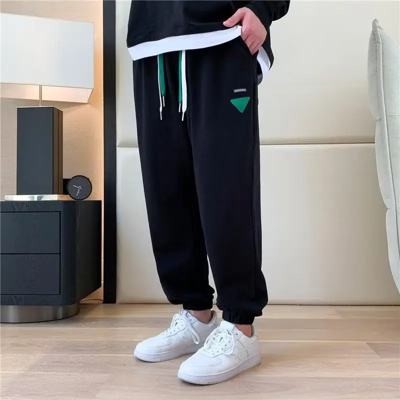 

Men's Loose Straight Leg Casual Pants Autumn Winter plus Size 300 Pou Faionable Cuffed Long Trousers Street Sle Polyes...