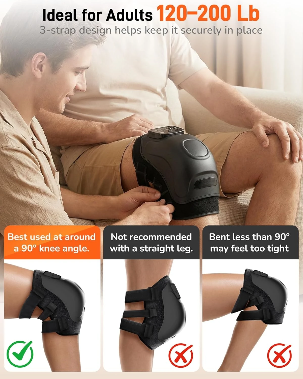 Infrared Heat Airbag 3D Knee Massager 660nm 850nm Red Light Vibration Knee Massage