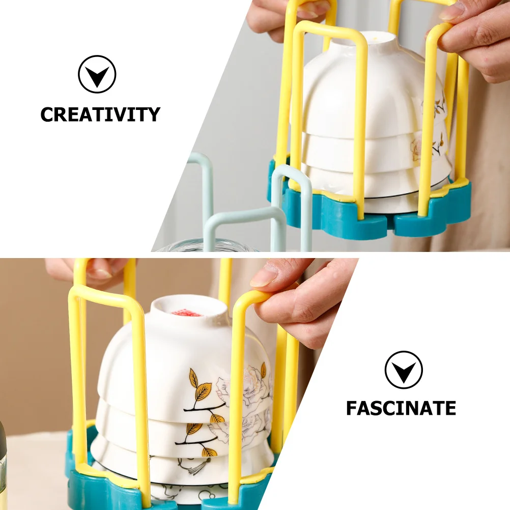 

2Pcs Telescopic Kitchen Bowls Holder Rotating Draining Rack Space Saving Organizer Kitchen Tableware Storage Stand