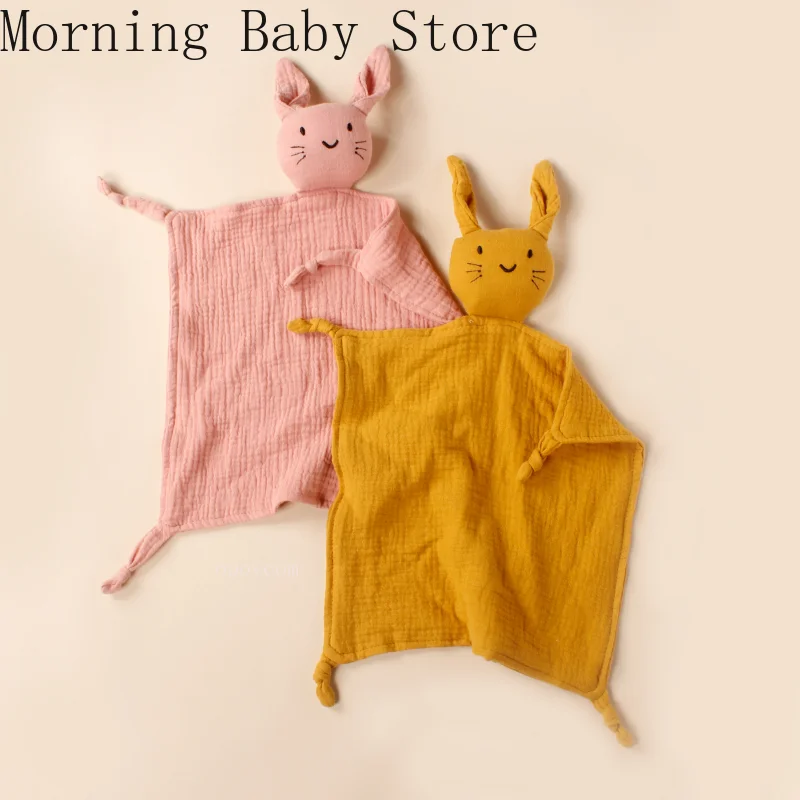 Double-layer Newborn Baby Cotton Cat Comforter Towel Set Baby Sleeping Doll Saliva Towels Beech Rabbit Bite Ring Baby Teether