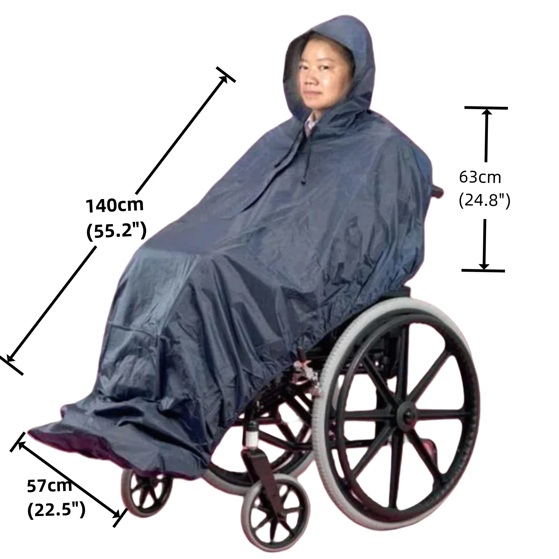 Fonakei Wheelchair Mac Poncho Waterproof Rain Cover Cap Hooded Coat Mobility Elderly Aid