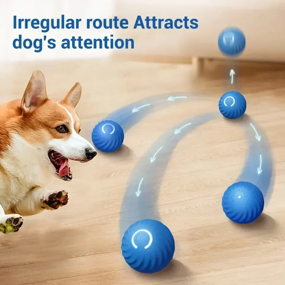 Smarts-pelota de Juguete para perro, juguete interactivo electrónico automático para entrenamiento de mascotas, bola móvil de gravedad recargable,