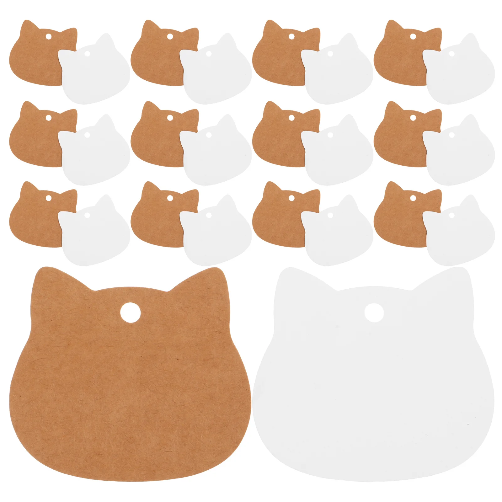 200 Stück Papieranhänger aus Kraftpapier mit Katzenkopf, blanko, beschreibbar, vorgestanzt, Löcher, DIY-Hochzeitsbevorzugungen, Urlaub, Party, Dekoration, Geschenk