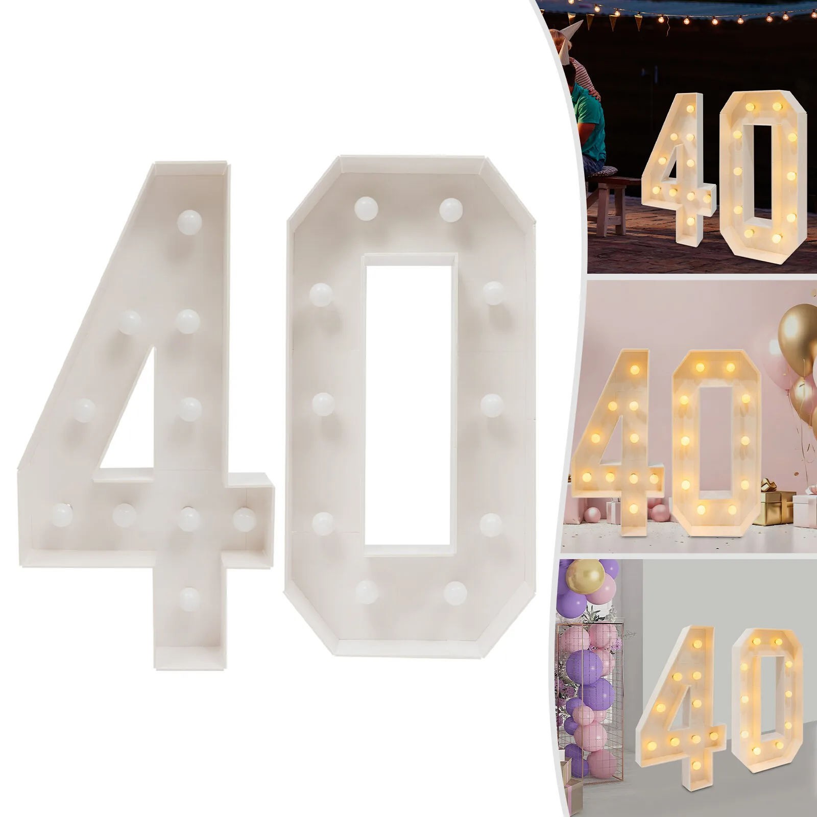 30/40/50 Светящиеся цифры 30/40/50 украшения для дня рождения