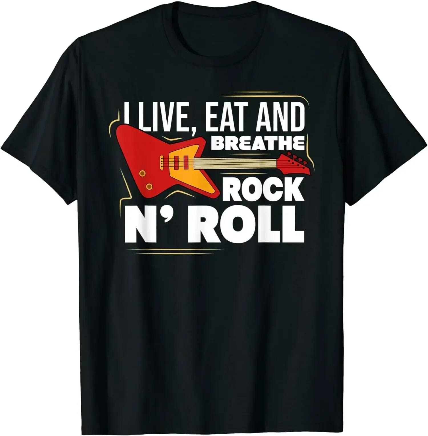 I Live Eat And Breathe Rock Crewneck Cotton T Shirt Men Casual Short Sleeve Tees Tops Dropshipping