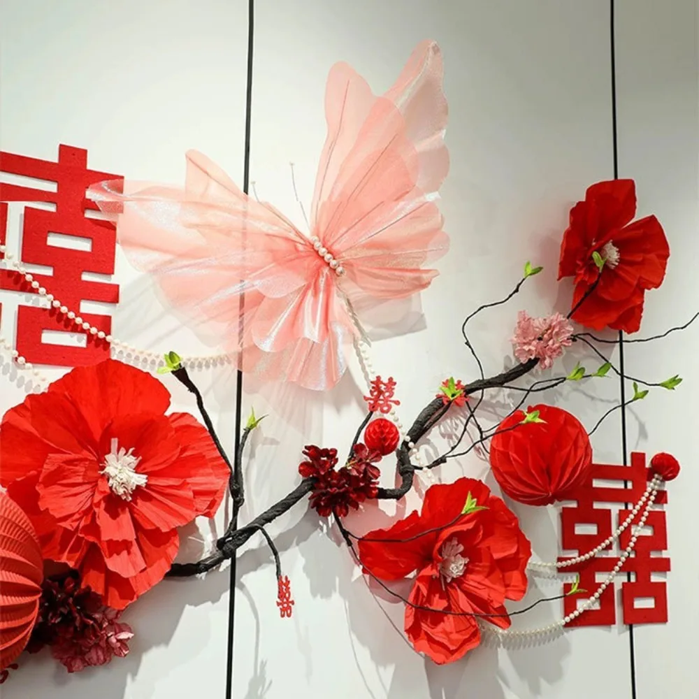 

NEW Silk Artificial Butterfly Flowers Colorful Artificial Flowers Flower Head Giant 30cm Butterfly Branch Party Supply