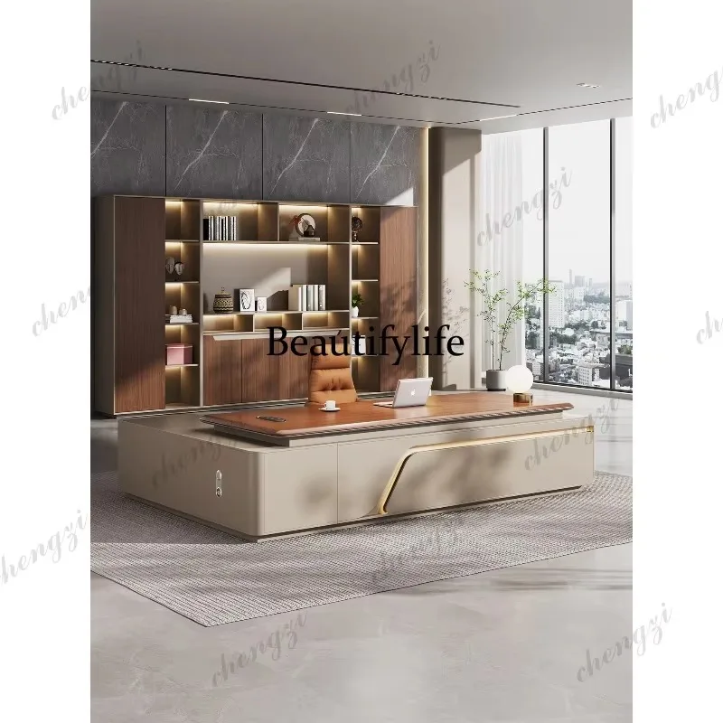 K153 High-end boss table, desk, modern manager, chairperson's office, desk and chair combination