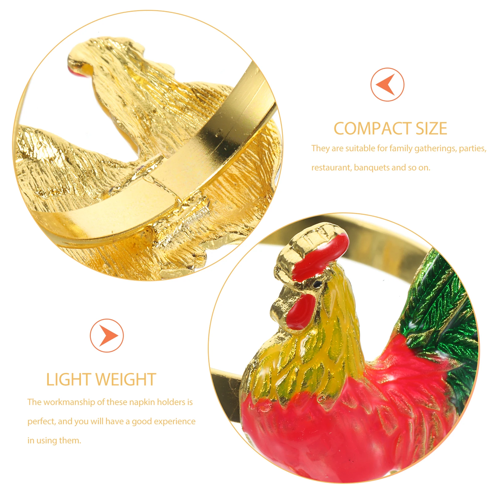 

4 Pcs Rooster Napkin Alloy Buckle Chicken Holder Table Decor Accessory Banquet