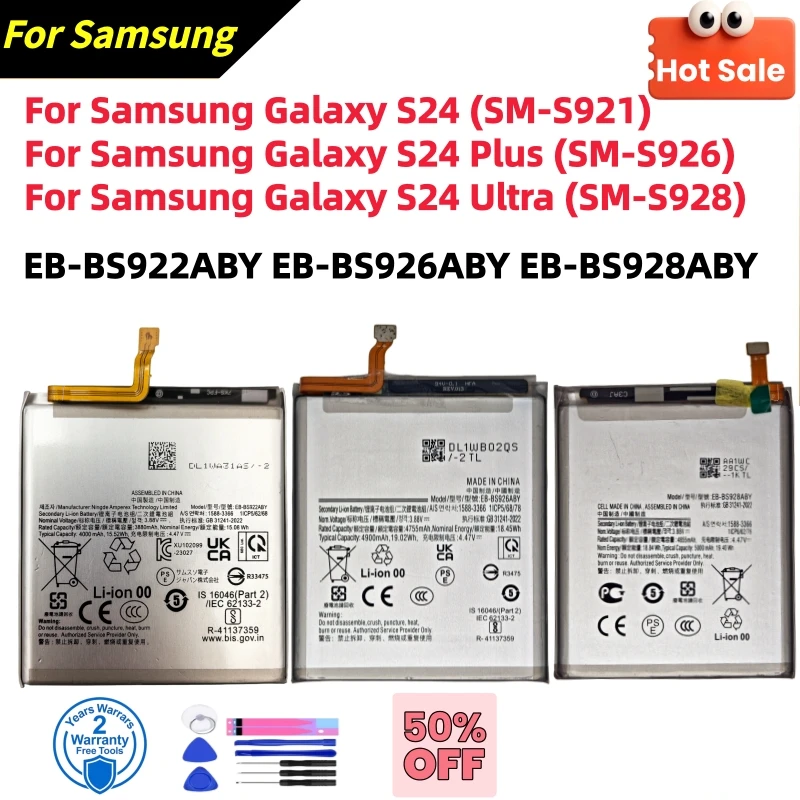 

100%New Replacement Battery EB-BS922ABY EB-BS926ABY EB-BS928ABY For Samsung Galaxy S24 Plus S24 Ultra SM-S921 SM-S926 SM-S928