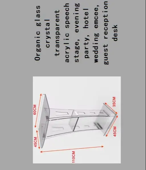 Organic glass crystal transparent acrylic speech stage, evening party, hotel wedding emcee, guest reception desk
