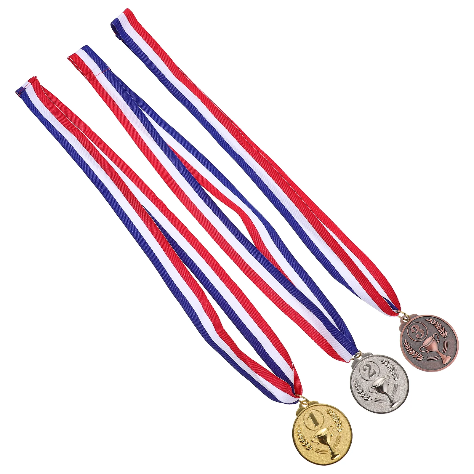 3 Pcs The Medal Competition Metal Award Universal Apparel Number Necklace Sports Events Silver Prize Awards