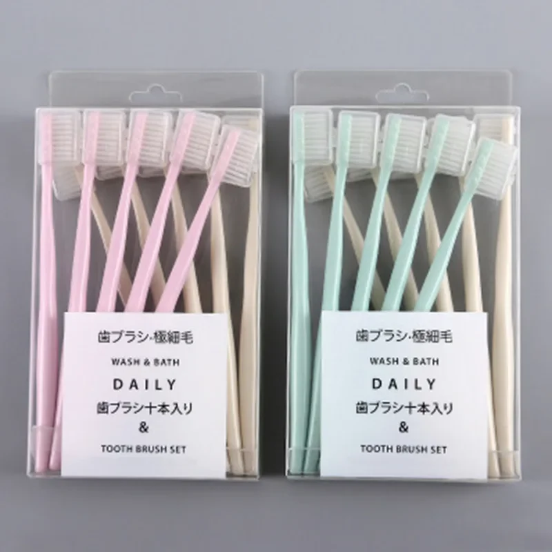 

10PC/set Adult Soft Bristle Toothbrush Adult Home Soft Bristle Toothbrush Adult Small Head Toothbrush with Sheath Wholesale