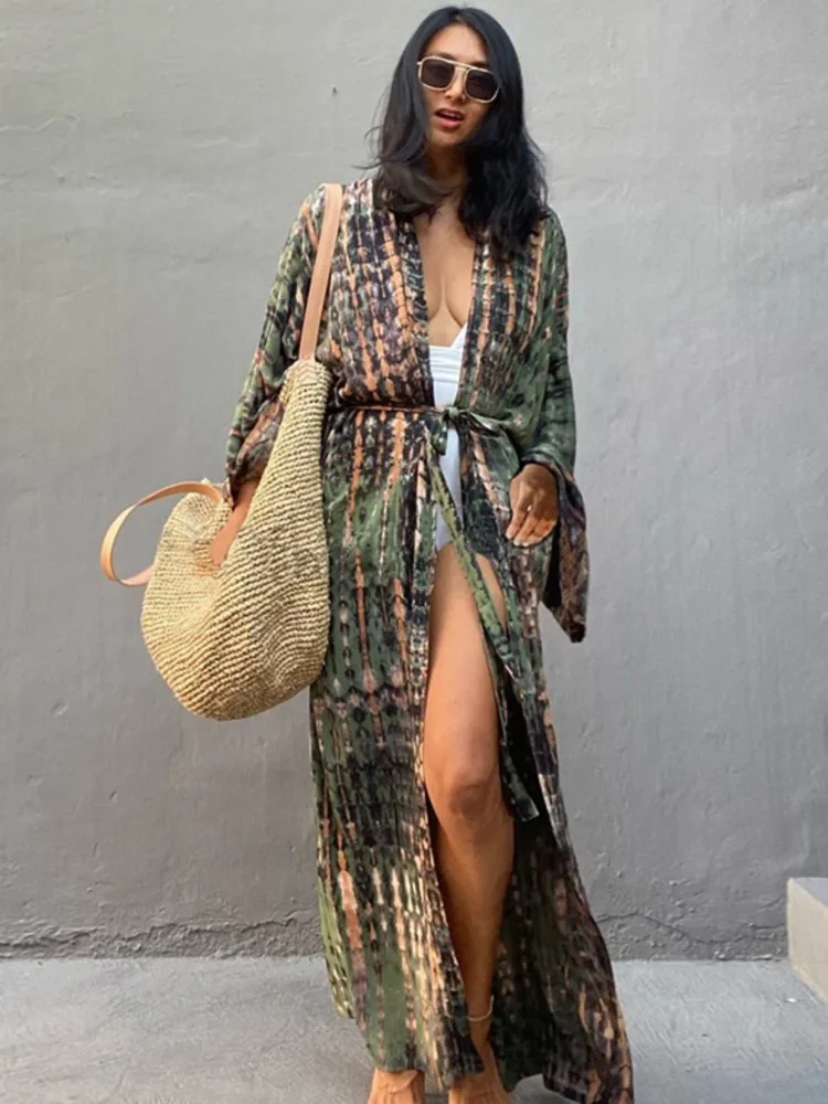 Cardigan Cover-Ups Women Dress Swimsuit Sundress Robes Summer New Print Bohemian Beach Holiday Long Maxi Dress Cove Ups Vestidos