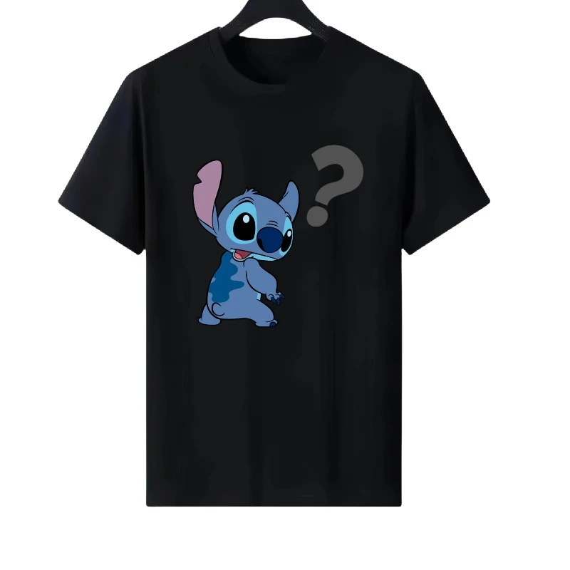 

Disney Stitch Pattern Woman Sporty Fashion Loose Parent-child Clothing Tops Ladies Cheap Short Sleeves T-Shirt Men Sweatshirts