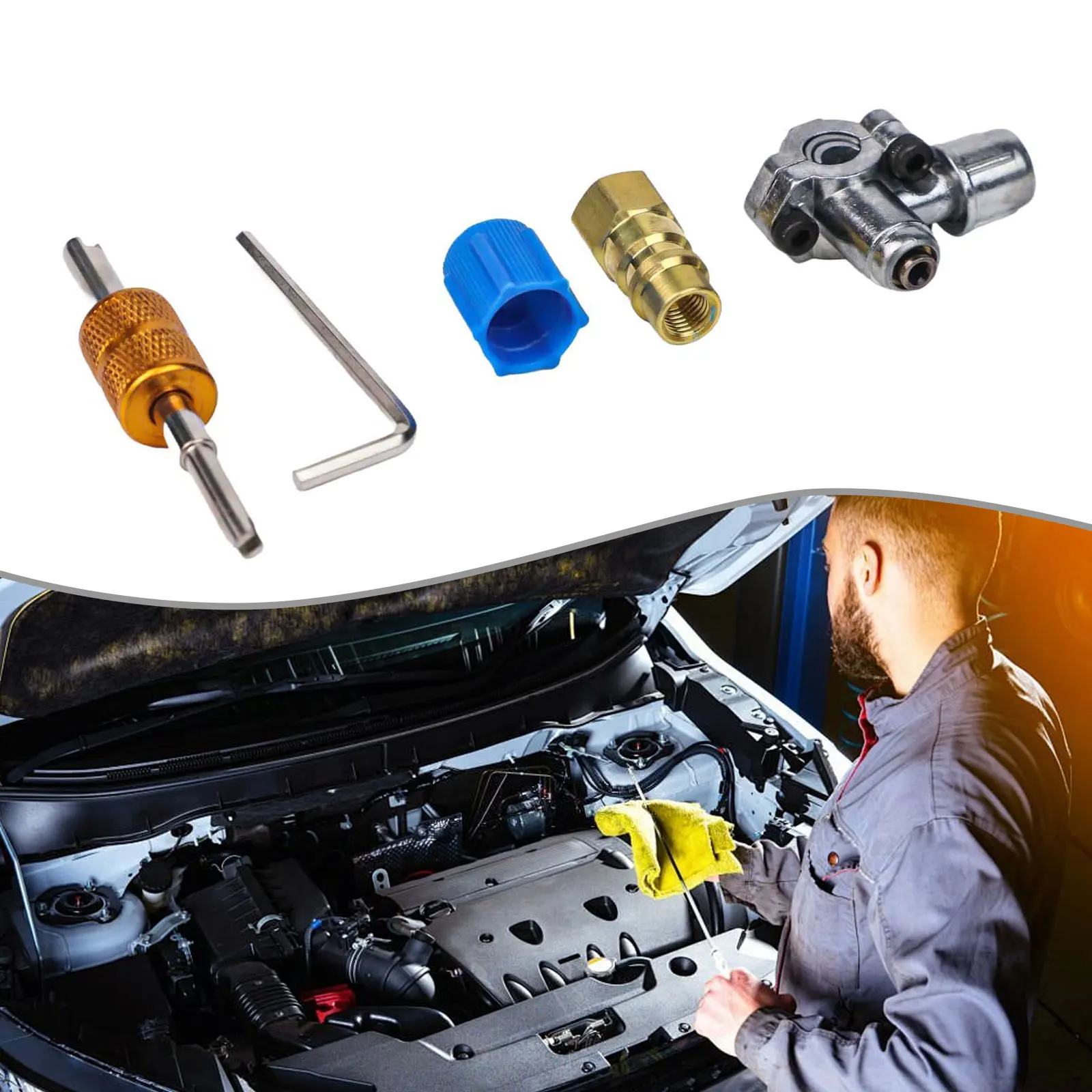 001                     Car A/C Retrofit Valve Kit With Dust Cap For HVAC System For R12 To For R134A Car Air Conditioning Tools