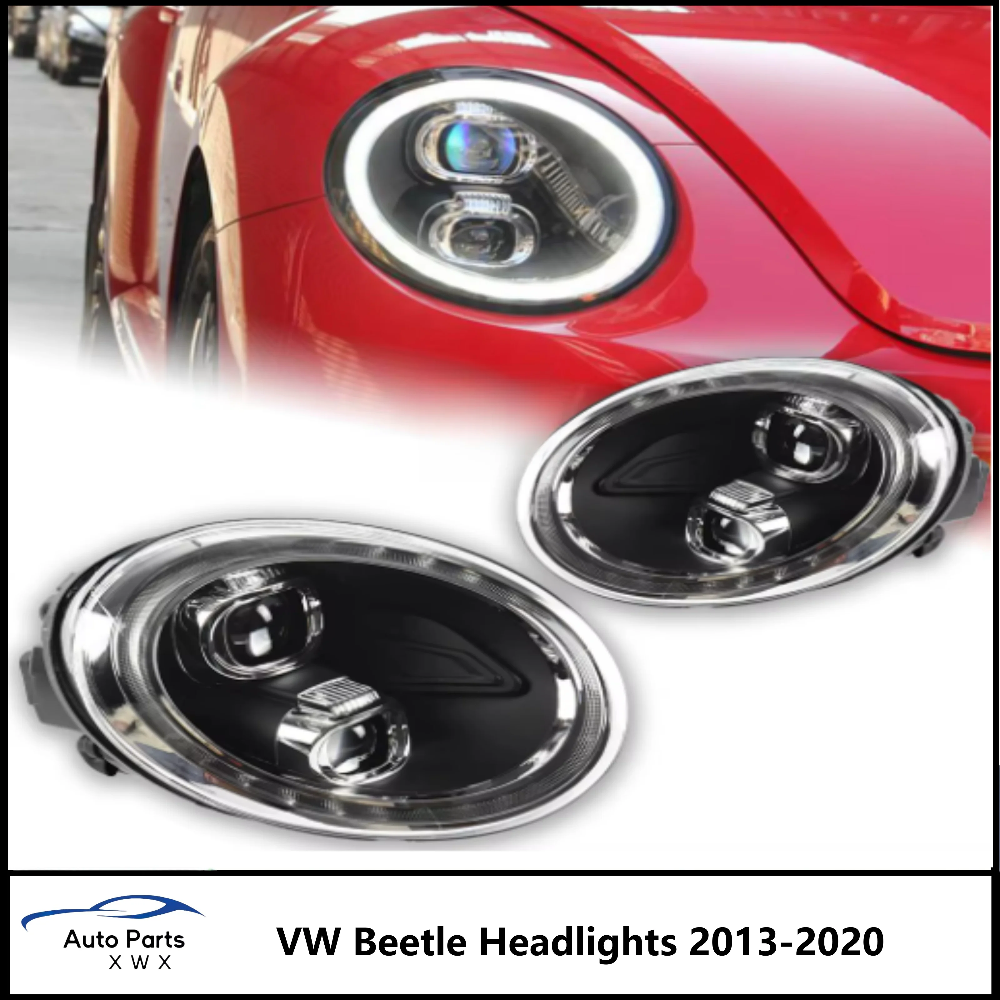 Car Styling for Beetle Headlights 2013-2020 VW Beetle LED Headlight Projector Lens DRL Head Lamp High Low Beam Accessories