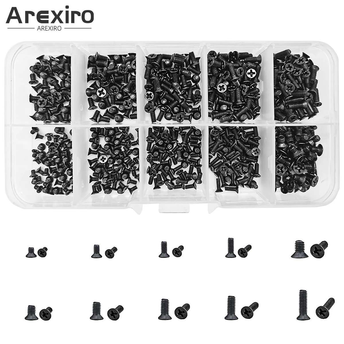 600Pcs M2 M2.5 M3 Black Laptop Micro Assorted Screw, Flat Head Phillips Screws, Notebook Replacement Screws Set Kit