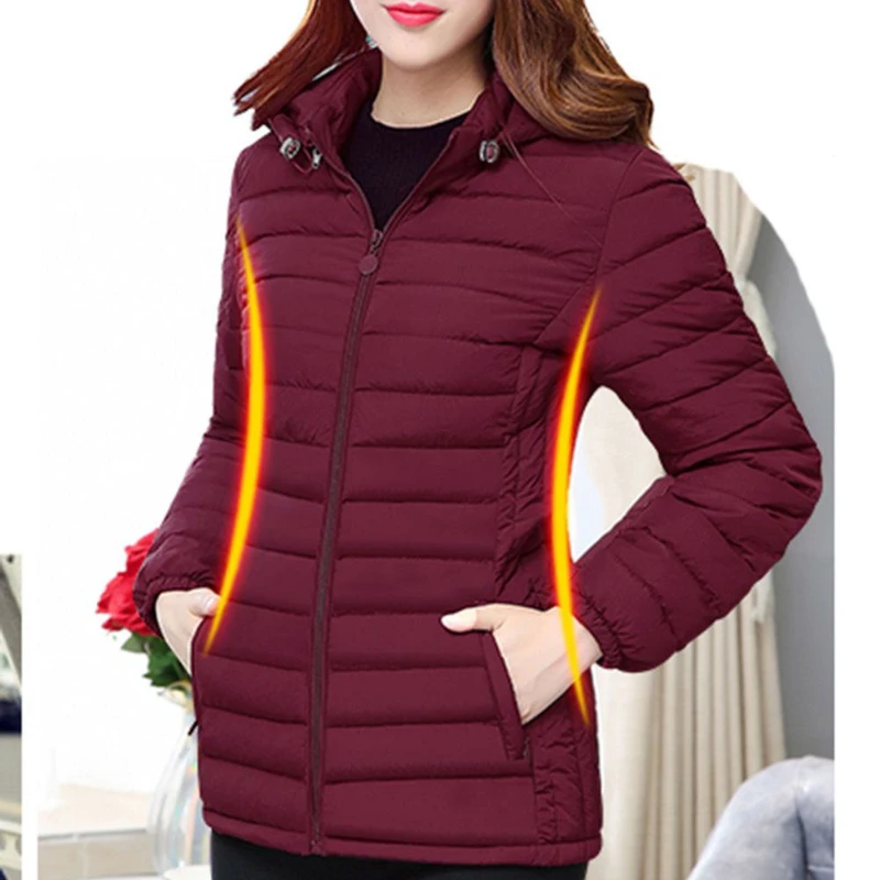 Chaqueta acolchada de algodón para mujer, abrigo ultraligero, Parkas gruesas y ajustadas, chaquetas cálidas con capucha, novedad de invierno, 2023