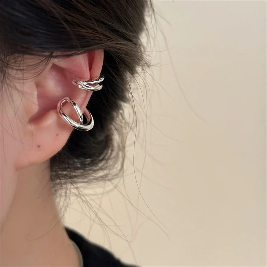 1Pcs 925 Silver Plated Ear Cuff Earrings Non-Piercing Zircon Geometric Cuff Ear Clip Earring For Women Jewelry e227 - view 6