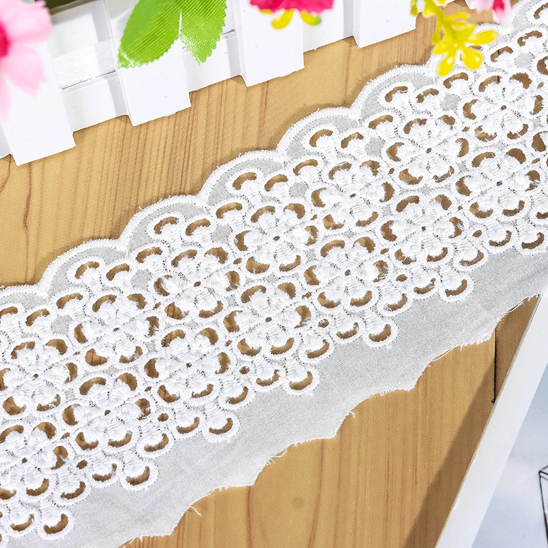 5Yards/lot Width 8-14cm Bedding and Curtain Sewing Materials Cotton Embroidered Lace Fabric Handmade DIY Sewing Lace Trim RS4434