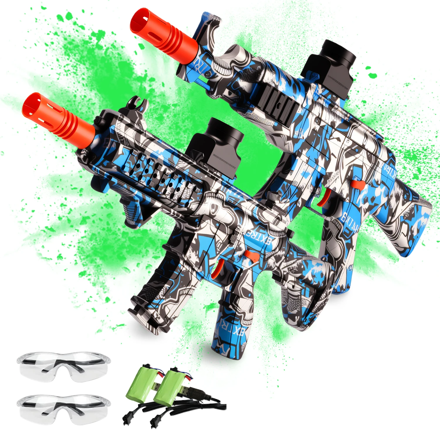 2-Pack Gel Ball Blaster,ปืนสาดไฟฟ้าอัตโนมัติ,เกมกลางแจ้ง/ในร่ม (อายุ 14 ปีขึ้นไป)