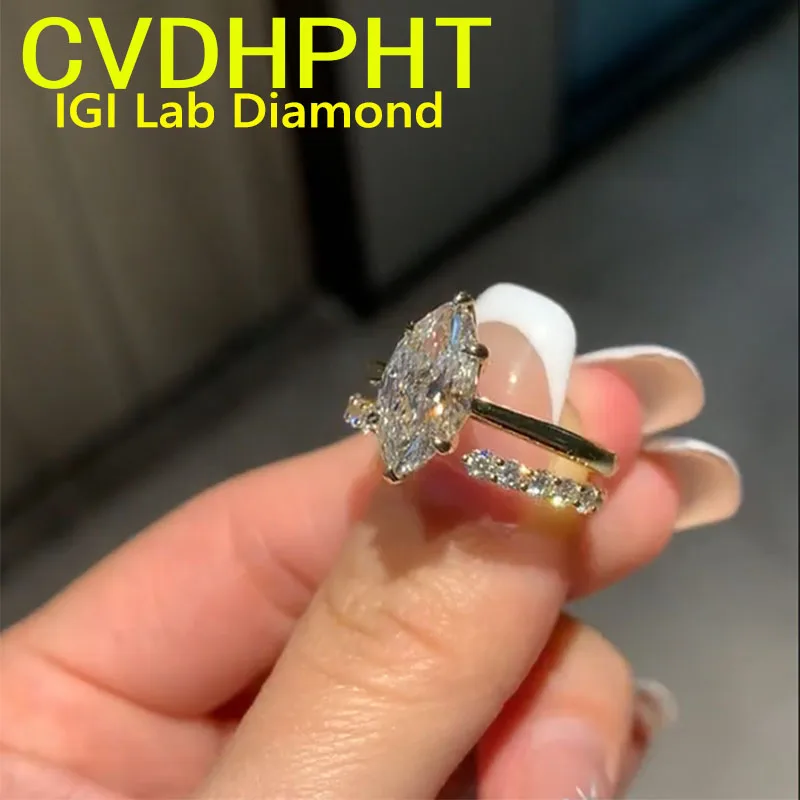 

Популярная форма маркизы, кольцо из 14-каратного золота, выращенное в лаборатории кольцо с бриллиантом, пара колец, форма маркизы, бриллиант для свадьбы и помолвки