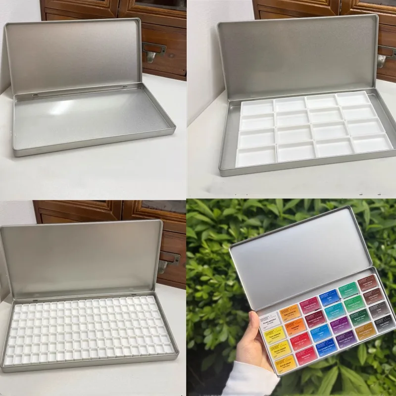 42/84/90 Grid Watercolor Empty Iron Box 1ml 2ml 3.2ml Self-made Watercolor Packaging Portable Paint Box Palette Art Supplies