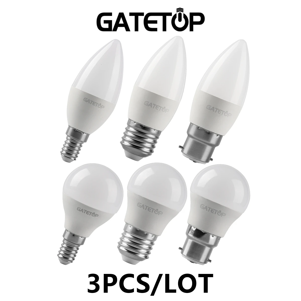 LED candle light mini bulb C37 G45 AC3P 110V AC220V E14 E27 B22 light head flicker-free 3W-7W suitable for office study lighting