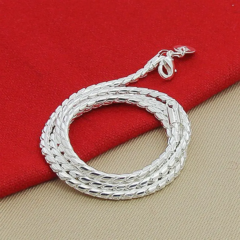 SHSTONE 925 Sterling Silver 4mm 20 Inch Snake Chain Necklace For Women Man Party Engagement Wedding Charm Fashion Jewelry Gift