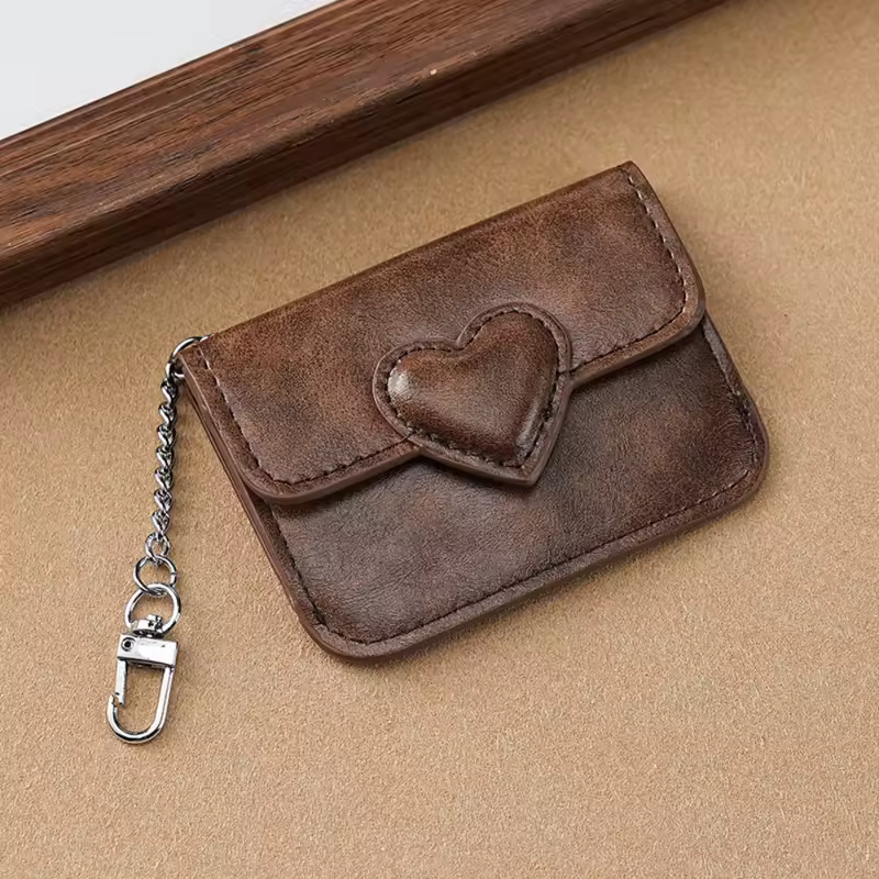 Women Lightweight PULeather Card Holder Cute Heart Shaped Small Wallet Multi-card Anti-magnetic Card Holder Travel Cash Coin Bag - Image 7