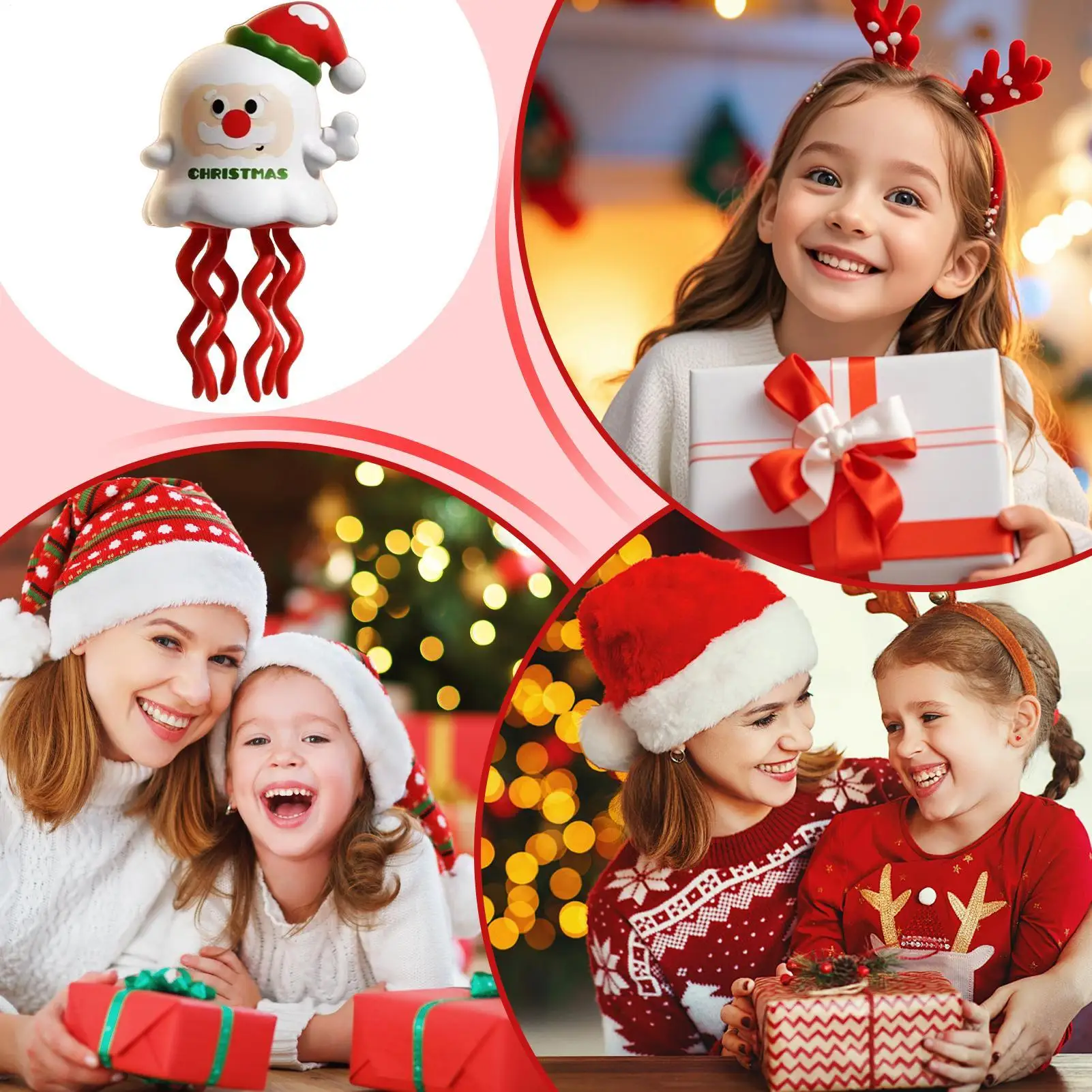 Juguete bailando de pulpo para bebé, juguete de baile de calamar con temática navideña, juego de educación temprana sensorial de cuerda para niño pequeño, niña, cumpleaños