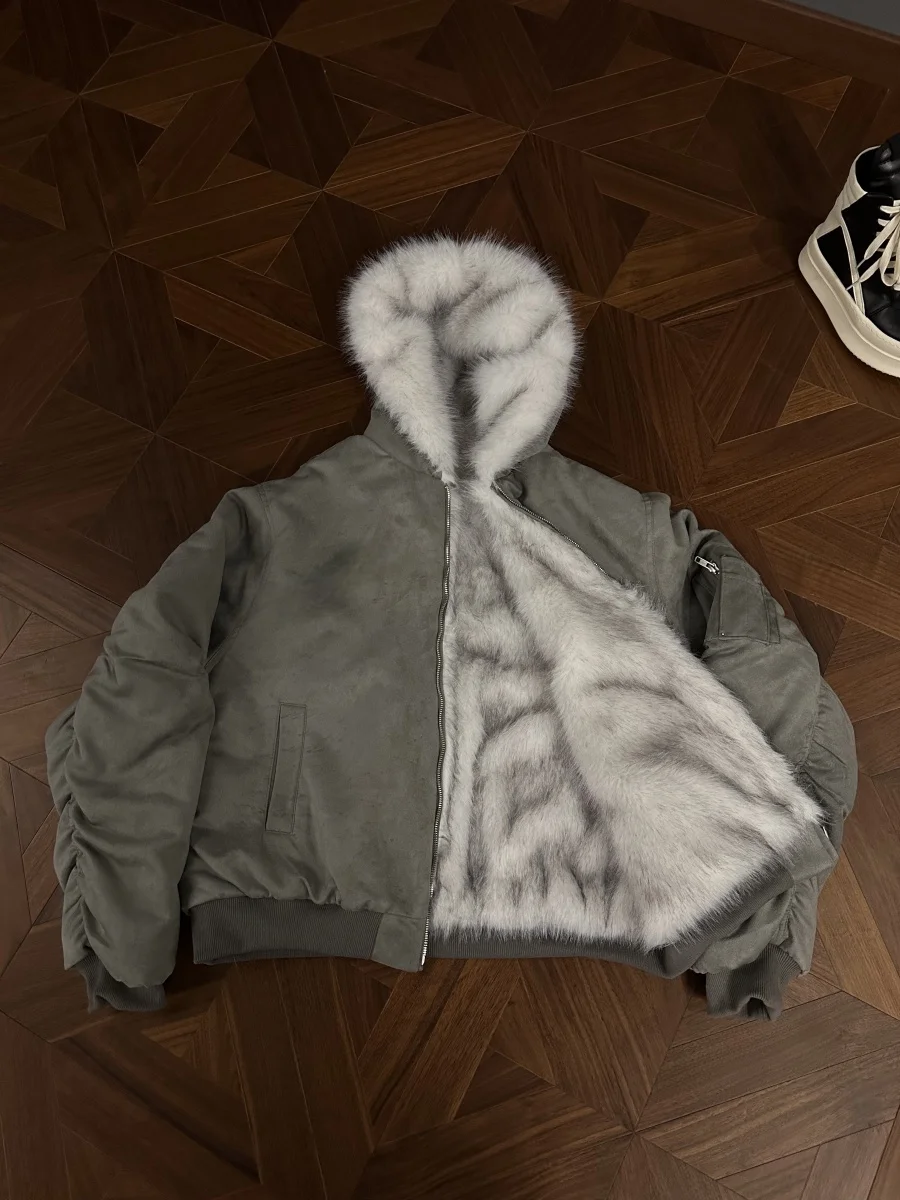 American Sle Roupa Dupla Face Mountain Eagle Thiened Flight Jaet Cleanfit Camurça Pesada Desgaste Bidirecional Pele Algodão Co...